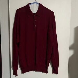 Gran Sasso Burgundy V-Neck Sweater